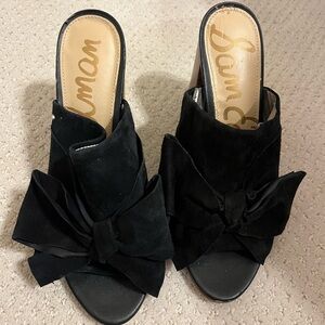 Sam Edelman Black Suede Bow Heels